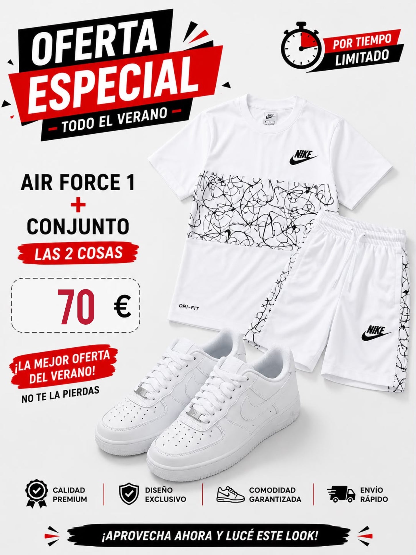 Oferta Nike Air Force + conjunto verano