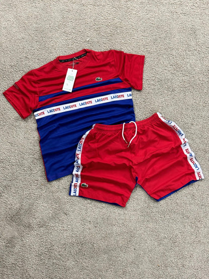 Conjunto lacoste rojo/azul verano