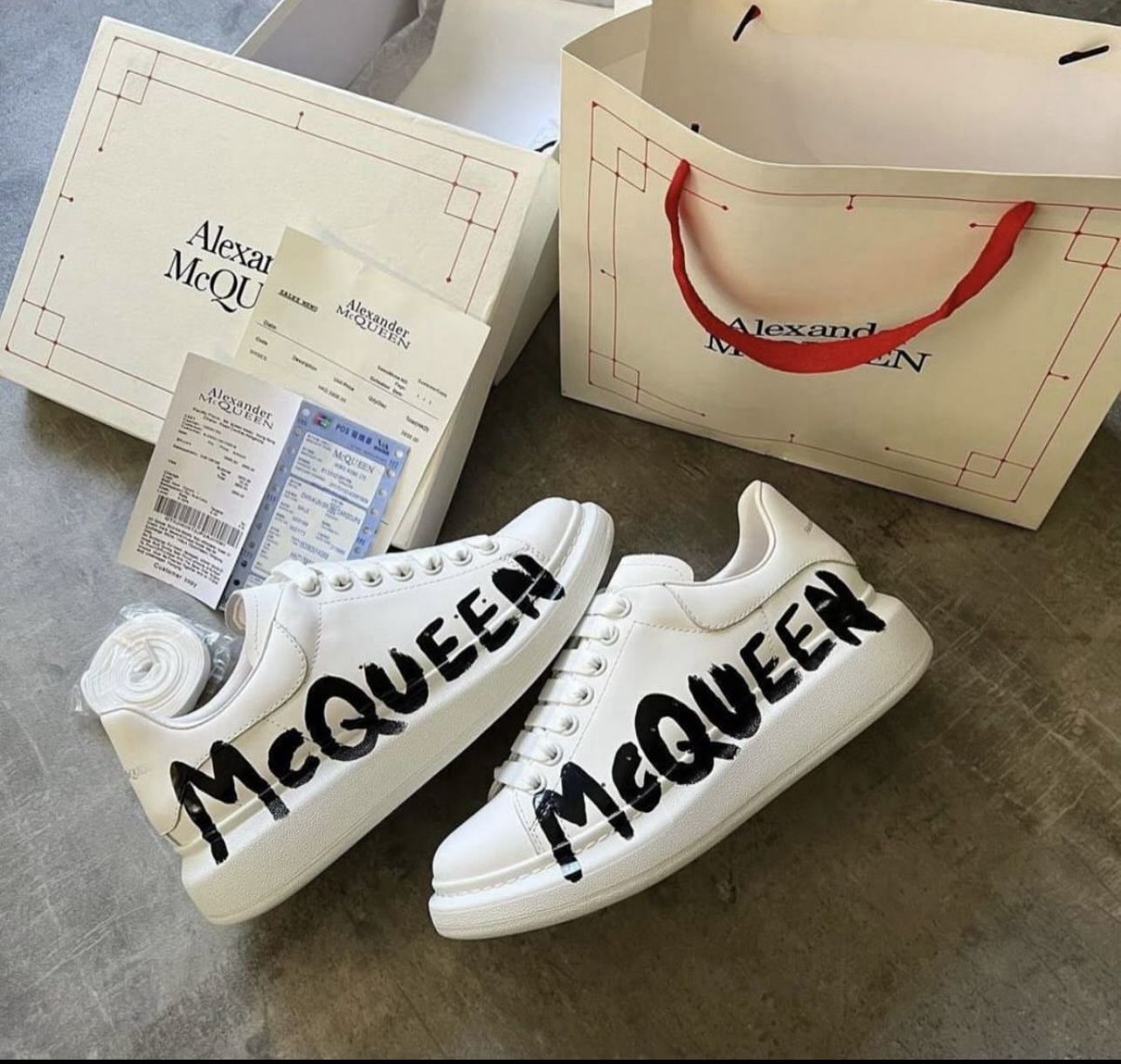 Alexander McQueen White Graffiti